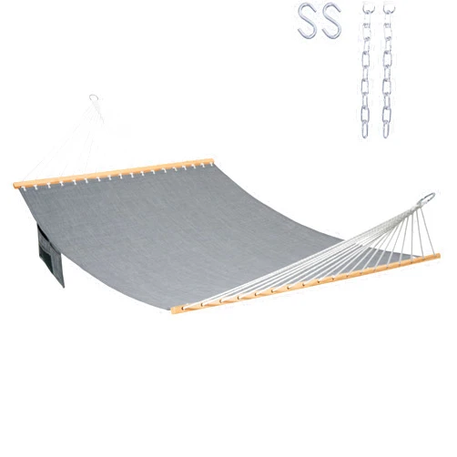 Lazy Daze Hammocks 11 FT Double Outside Hammock Quick Dry Olefin Fabric Hammock with Spreader Bar & Side Pocket for Outdoor Poolside Backyard 450 lbs Capacity, Grey