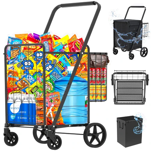 JIALIJIU Shopping Cart with Liner + Extra Liner with Handle