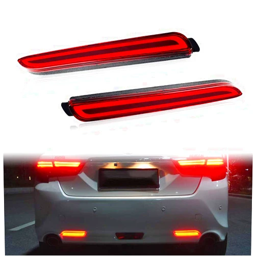PGONE Red LED Rear Bumper Reflectors Fog Brake Tail Light sequential turn signal Lamps Accessories Kit For Toyota Rav4 Camry Sienna Matrix Venza Avalon Lexus RC250 RC350 IS-F GX470 RX300 Rx500