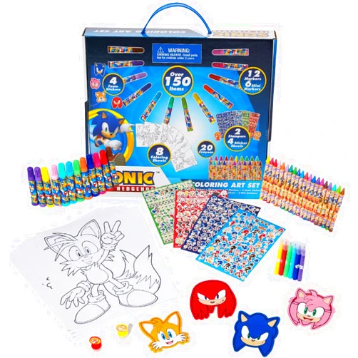 Innovative Designs Sonic The Hedgehog Coloring Art Set for Kids with Stickers and Stampers, 150+ Pieces