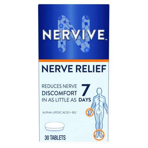 Nervive Nerve Relief, with Alpha Lipoic Acid, to help Reduce Occasional Nerve Discomfort in as Little as 7 Days, ALA, Vitamins B12, B6, & B1, Turmeric, Ginger, 30 Tablets (Packaging May Vary)