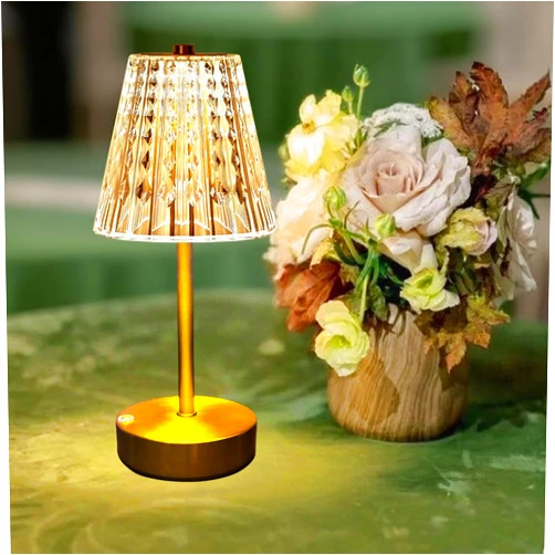 LamparaDecor Gold Cordless Table Lamp Rechargeable,5000mAh Battery Operated Lamps,Mini Small Crystal Table Lamp for Restaurant Dining Bathroom/Kitchen Counter/Rechargable Touch Lamp for Home Dinner Shower Lamp