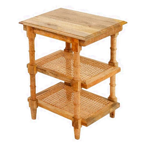 Carolina Classic Chesterfield Wood & Cane Accent Table in Brown