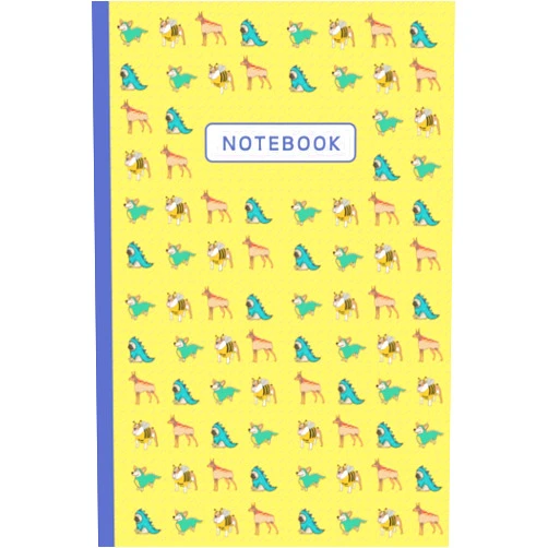 Puppy Design Girls And Kids Composition Blue And Yellow Notebook For Dog Lovers With Cute Dogs Pattern Design: Adorable Dog Design College ruled Notebook / Journal / Gift / 110 ... / Blue And Yellow Matte Cover / For Students