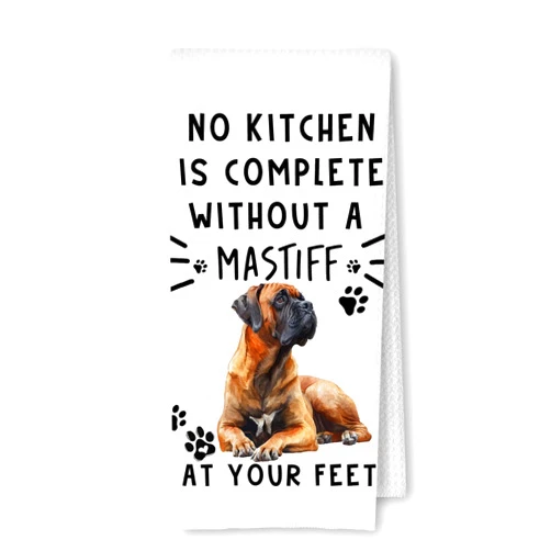 ArtisaEura Mastiff Funny Dog Kitchen Dish Towels - Mastiff Waffle Weave Hand Towels,A Kitchen is Not Complete Without A MastiffHand Towel for Home Bathroom,Dog Lovers Gift,16×24 Inch