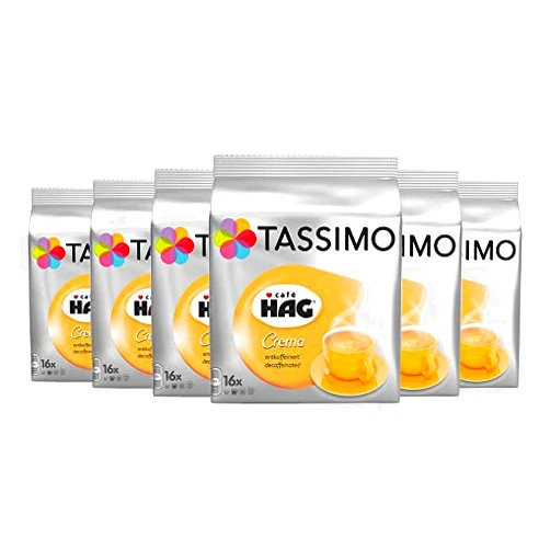 Tassimo Café HAG Crema Décaféiné, Lot de 6, 6 x 16 T-Discs