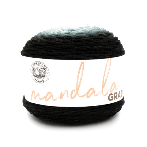 Lion Brand Yarn Mandala Gradient, Multicolor Yarn for Knitting, Crochet and Crafting, Black, 1 Pack