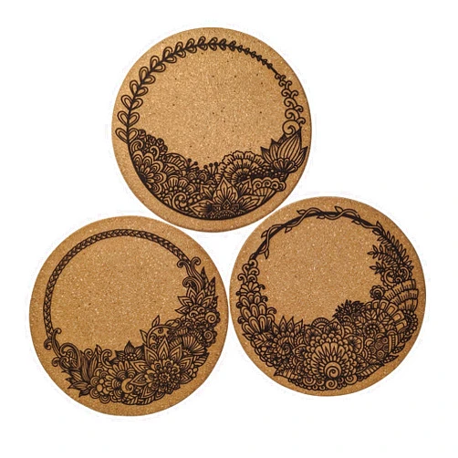 Dalton Innovations Cute Design Round Cork Trivets, 7.5 Inches, 3-Pack, for Hot Dishes, Pots and Pans (Enchanted Garden)