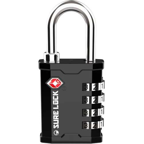 SURE LOCK TSA Accepted Heavy Duty Big Combination Luggage Padlock for Gun Cases, Transporting Equipment Cases in Trade Show, Music and Medical Industries (1, Black)