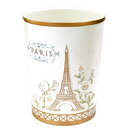 Avanti Linens - Wastebasket, Hand Painted Resin, Chic Bathroom Decor (Paris Botanique Collection)