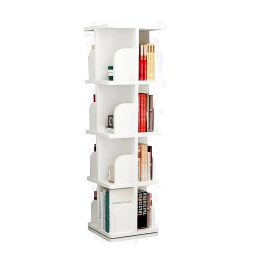 JKSVTF Bookcases Rotating Bookcase 360° Book Storage Rack Picture Book Rack Living Room Multi-Layer Shelf White (40 * 40 * 132cm)