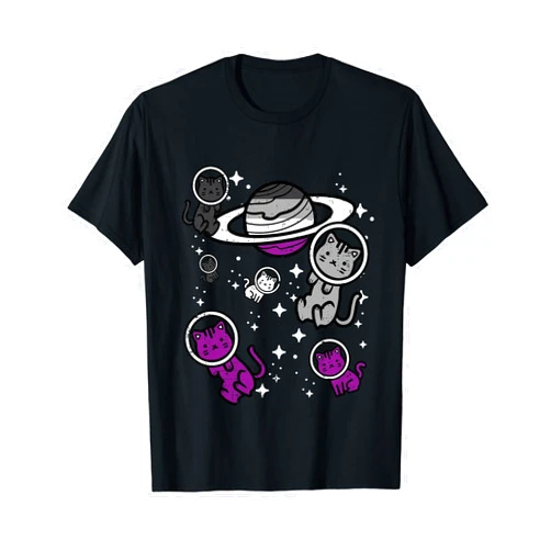 Asexual Shirts LGBT Pride Ace Men Women Gifts Asexual Cats Planet Ace Pride Flag Lgbt Space Women Girl Kid T-Shirt