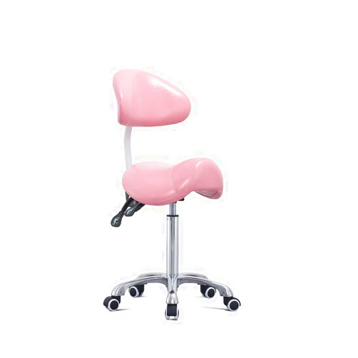 Antlu Saddle Stool Rolling Chair with Back Support,Esthetician Tattoo Dental Lash Chairs for Eyelash Tech Massage Salon(Pink,with Backrest)