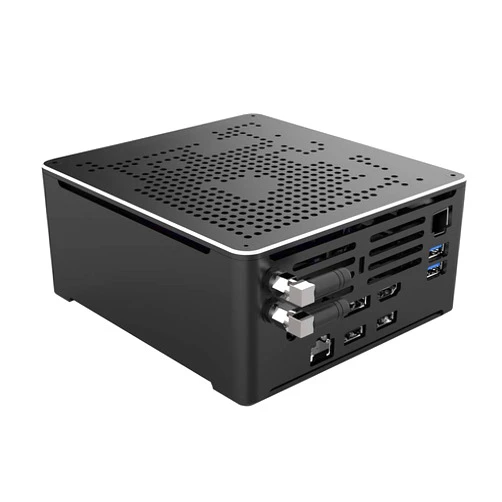 HUNSN 4K Mini PC, HTPC, NUC, Small Server, Windows 11 or Linux Ubuntu, Support Proxmox, Vmware, ESXI, KODI, Intel XEON E-2186M, BY02, DP, HDMI, Type-C, 2 x LAN, 32G RAM, 512G SSD