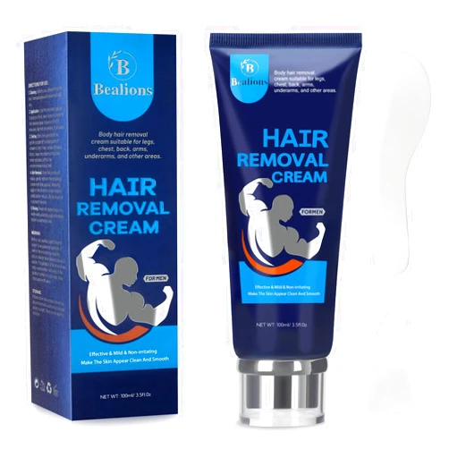 Bealions Gentle Hair Removal Cream for Men: No Irritation - Effective on Intimate/Private Areas and Body, Removes Unwanted Hair. Body Depilatory Cream 100ml
