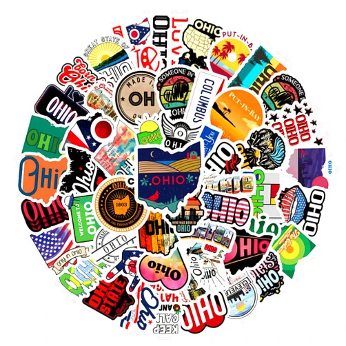 DAWINRK Ohio State Stickers 63pcs Decals Travel Aesthetic Waterproof Vinyl Pack Stickers for Water Bottle Laptop Cup Kids Adults Teens Girls Phone Skateboard DIY Party Decorative Supplies Activities