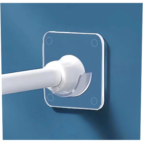 LADYMOON Adhesive Shower Curtain Rod Holder 4 Pack,Transparent Tension Bracket,No Drilling(Not Included Rod)（Only For Rods Less Than 1 Inch in Diameter at Both Ends）