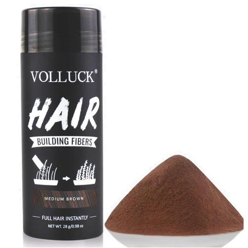 VOLLUCK Hair Fibers for Thinning Hair for Women and Men, Hair Color for Gray Hair Coverage Thicker Fuller Hair Loss Instantly Hair Building Fibers Root Touch Up Natural Formula 28g (Medium Brown)