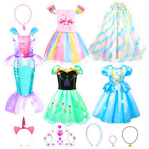 Meland Princess Dress Up - Dress Up Clothes for Girls with Toys,Christmas Birthday Gift for Toddler Girls 3,4,5,6,7,8 Years
