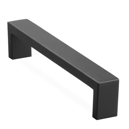 Cauldham Solid Stainless Steel Cabinet Hardware Square Pull Matte Black (6-1/4