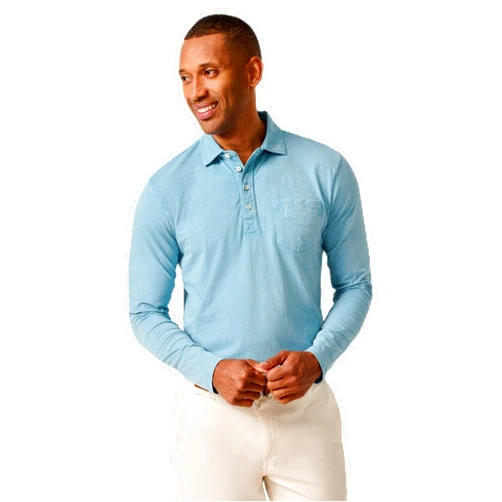 johnnie-O Long Sleeve Original 4-Button Polo - Coastal Wash