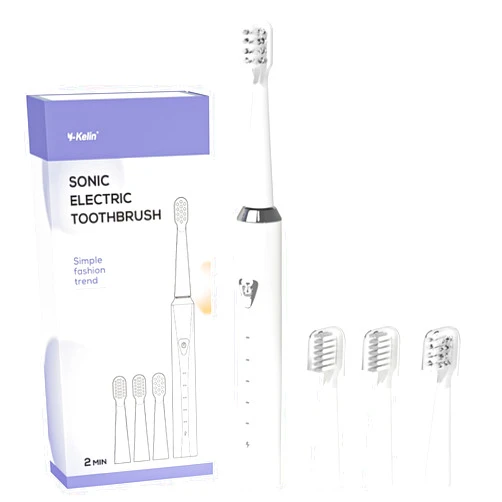 Y-Kelin Orthodontic Electric Toothbrush for Braces, Sonic Toothbrush with 2 Concave Replacement Heads and 2 Convex Replacement Heads, Soft Bristle, 5 Modes IPX7 Waterproof (White)