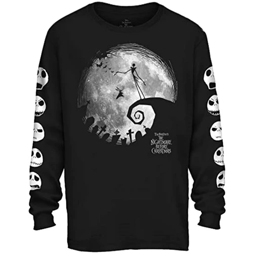 Disney Nightmare Before Christmas Jack Skellington Moon Long Sleeve Adult T-Shirt
