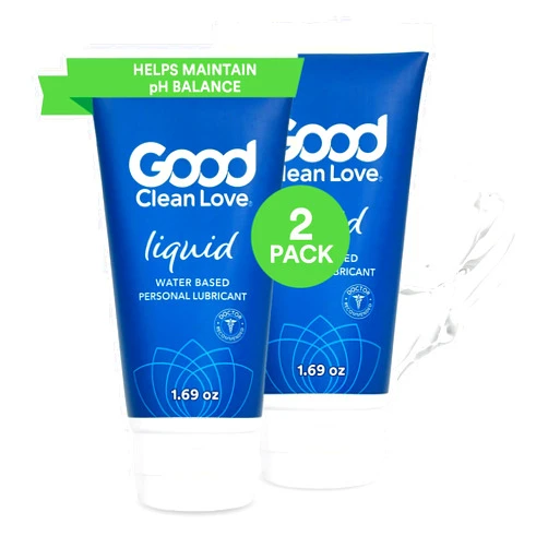 Good Clean Love Liquid Water-Based Lube, Premium Personal Lubricant with Hydrating Hyaluronic Acid, Safe for Adult Toys & Condoms, pH-Balanced, Intimate Wellness Gel for Men & Women, 1.69 Oz (2-Pack)