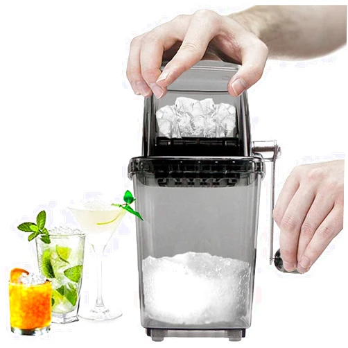 ZHER-LU Hand-Crank Ice Crusher, Ice-Maker Machine, Clear Ice Crusher for Home 1.25L Chrome Plated Ice Grinder Ice cube Drinks Chopper Stirrer (Gray)