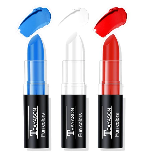 FREEORR 3 Colors Blue White Red Face Body Paint Stick, Blue White Red Flag Color Face Paint for Baseball/Football/Halloween Accessories Vampire/Joker/Clown Makeup Cream Face& Body Paint Easy to Blend