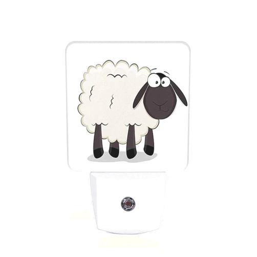 Chrobak LED Night Light,Cartoon Sheep LED Night Light Plug into Wall with Dusk to Dawn Light Sensor White Energy Efficient Nightlight for Bedroom Bathroom Hallway Living Room Kitchen