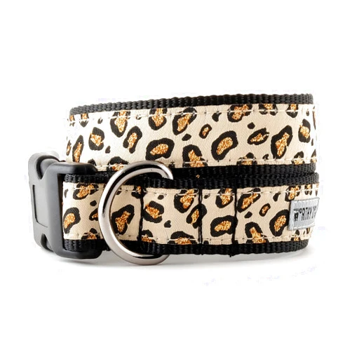 THE WORTHY DOG Collar for Medium Dogs, Adjusts 12-18 inches, Durable Nylon Webbing, Quick Release Buckle, Cheetah Pattern, Tan, Medium