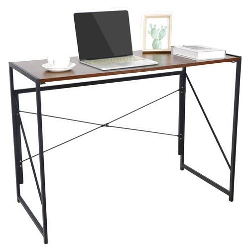 ZenStyle Folding Computer Desk, Writing Study Desks for Home Office, Corner Laptop Gaming Folding Table with Metal Frame, 39 Inches,Brown
