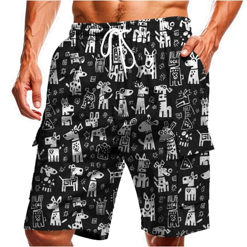 domirica Mens Camo Tree Print Cargo Shorts Drawstring Elastic Waist Lightweight Quick Dry Casual Summer Pants