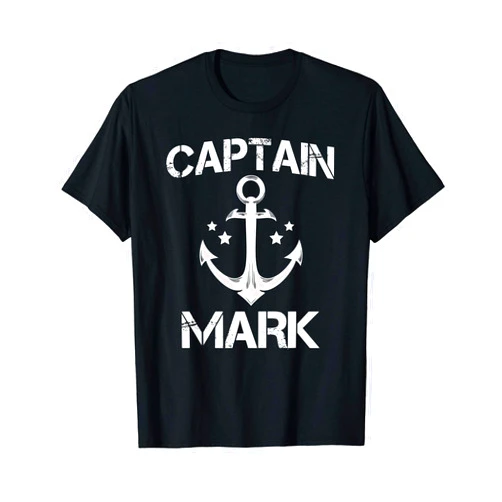 Custom Yacht Sailor Christmas Hat Skipper For Men CAPTAIN MARK Funny Birthday Personalized Name Boat Gift T-Shirt