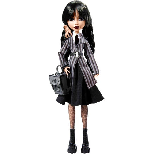 Monster High Wednesday Doll and Accessories, Wednesday Addams Collectible in Nevermore Academy Uniform with Thing and Backpack, Doll Stand