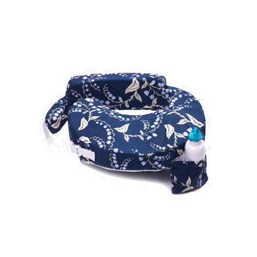 My Brest Friend Original Nursing Pillow Enhanced Ergonomics Essential Breastfeeding Pillow Support For Mom & Baby W/ Convenient Side Pocket, Double Straps & Slipcover, Navy Bluebells