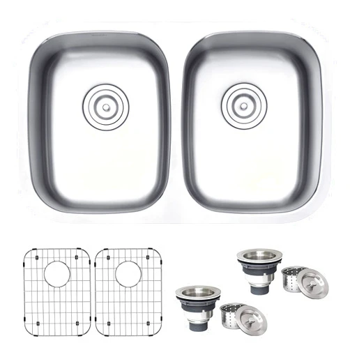 Ruvati 29-inch Undermount 50/50 Double Bowl 16 Gauge Stainless Steel Kitchen Sink - RVM4301