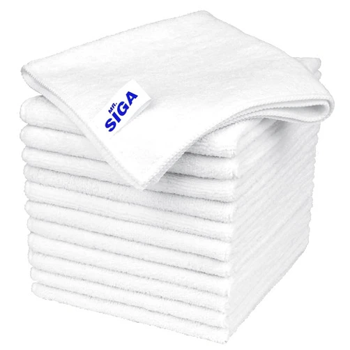 MR.SIGA Microfiber Cleaning Cloth, All-Purpose Microfiber Towels, Streak Free Cleaning Rags, Pack of 12, White, Size 32 x 32 cm(12.6 x 12.6 inch)