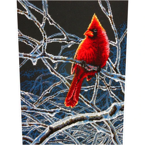 Dimensions Winter Cardinal Counted Cross Stitch Kit, 14 Count Black Aida, 11'' x 14''