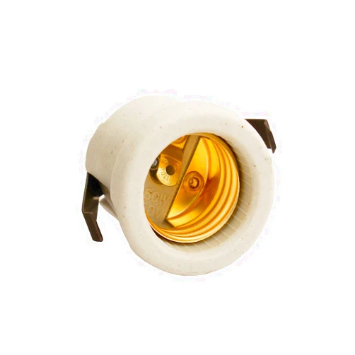 Leviton 8880 Medium Base, One-Piece, Keyless, Incandescent, Unglazed Porcelain Lampholder, Front Mount, Single Circuit, Back Wired, White