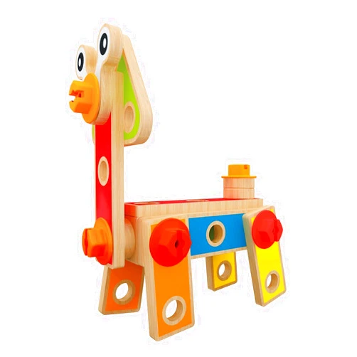 Hape Wooden Basic Building Play Set| Educational Wooden Construction Toys for Kids