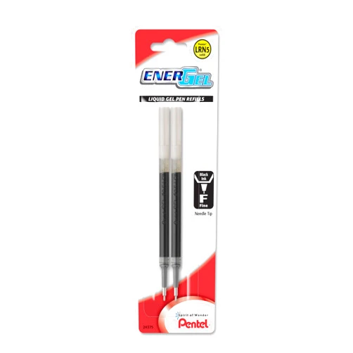 Pentel EnerGel™ Pen Refills, Fine Point, 0.5mm, Black Ink, Pack of 2