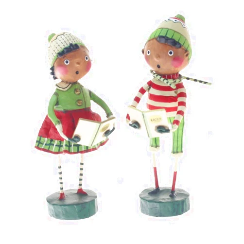 Lori Mitchell 13339 Curbie & Coco Come A Caroling 2 Piece Figurine Set