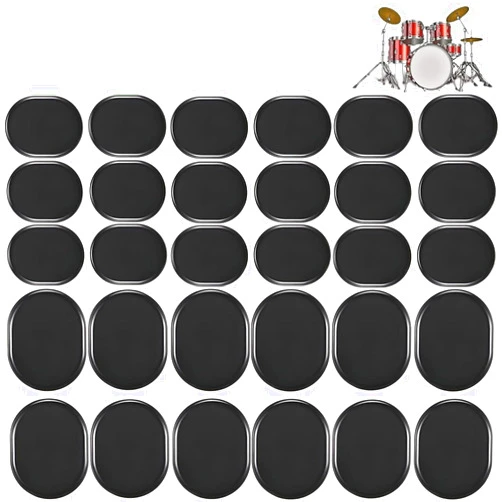 Miwayer 30 Pcs Drum Dampeners Gel Pads Multicolored Soft Quality Silicone Damper Pads Drum Silencers Mute Pads for Drums Cymbals Tone Control (Black 30 Pcs)