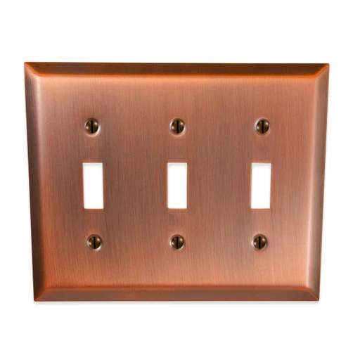 Amerelle Century Triple Toggle Steel Wallplate in Antique Copper