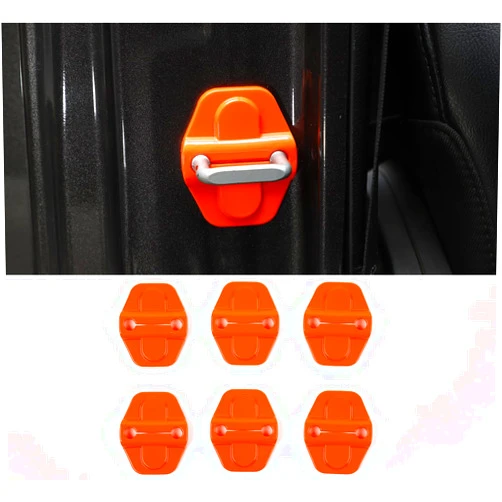 Voodonala for JL Door Lock Cover Buckle Decor Trim for 2018-2021 Jeep Wrangler JL JLU, for Jeep Gladiator JT 2020 2021, ABS Exterior Accessories, 6PAC，Orange