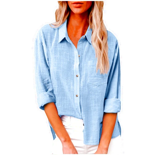Ceboyel Women Cotton Linen Summer Tops Button Down Shirts Dressy Causal Long Sleeve Gauze Blouses Trendy Boho Clothes 2024