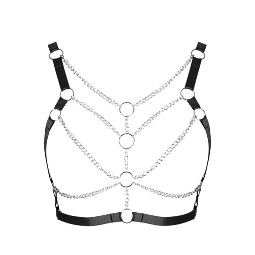 BANSSGOTH Plus Size Punk Gothic Harness Bra Body Chain Women Tops Full Cage Hollow Out Halloween Rave Clothing