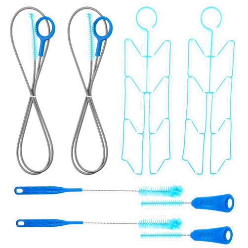 Patelai 2 Set Hydration Bladder Cleaning Kit, 8 in 1 Reservoirs Water Bladder Cleaning Brush Kit Includes Flexible Long Brush for Hose Small Bite Valve Brush Big Brush Drying Collapsible Bladder Frame